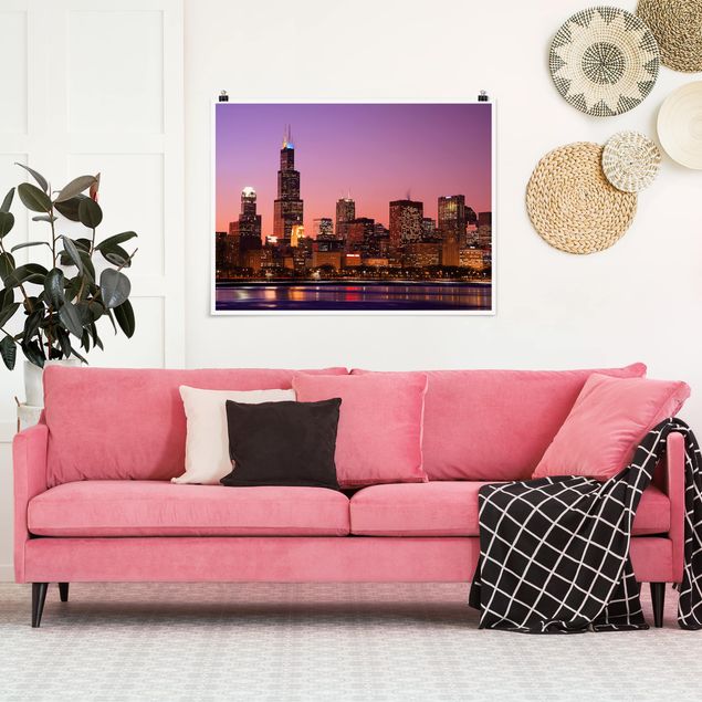 Wanddeko Schlafzimmer Chicago Skyline