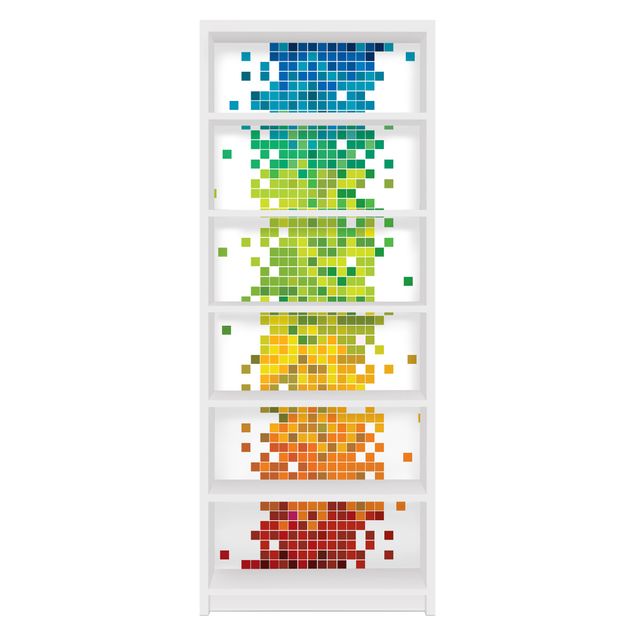 Wanddeko Büro Pixel-Regenbogen