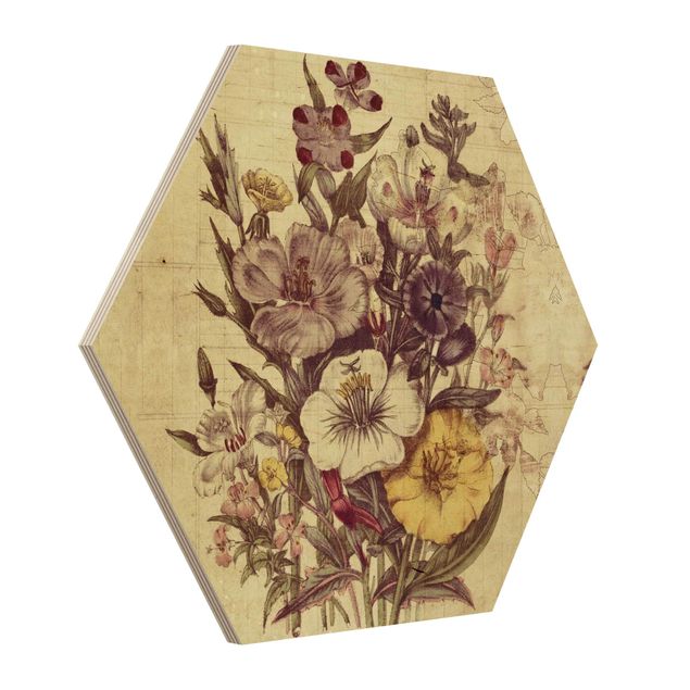 Wanddeko Flur Vintage Letter Blumenstrauss