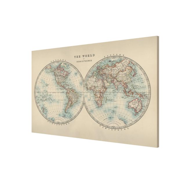 Wanddeko Wohnzimmer Vintage Weltkarte Die zwei Hemispheren