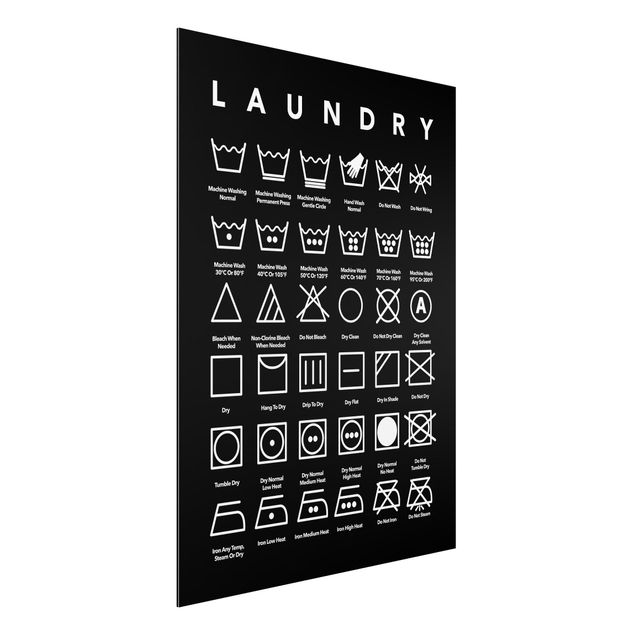 Wanddeko Schlafzimmer Laundry Symbole Schwarz-Weiß