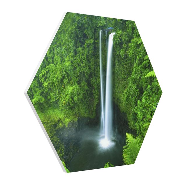 Wanddeko grün Paradiesischer Wasserfall