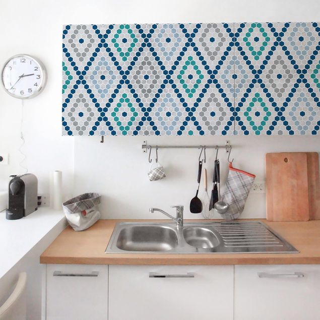 Küche Dekoration Marokkanisches Fliesenmuster Türkis Blau