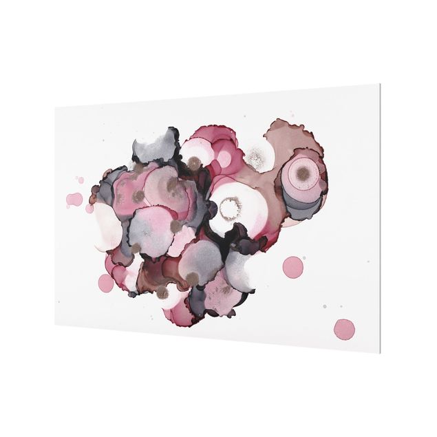 Wanddeko Abstrakt Pink-Beige Tropfen mit Roségold