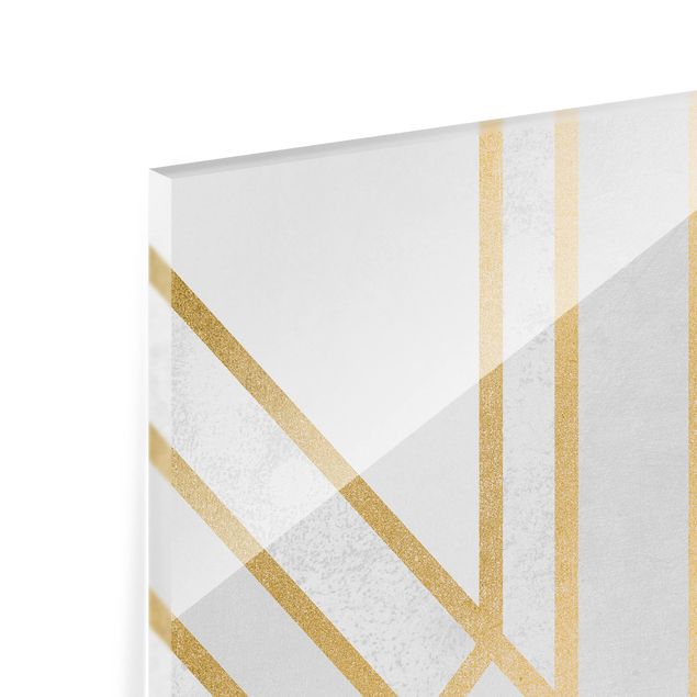 Wanddeko Malerei Art Deco Geometrie Weiß Gold