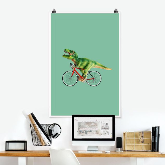 Deko Kinderzimmer Dinosaurier mit Fahrrad