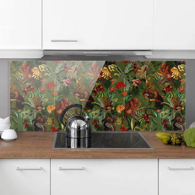 Küche Dekoration Tropische Blumen mit Affen