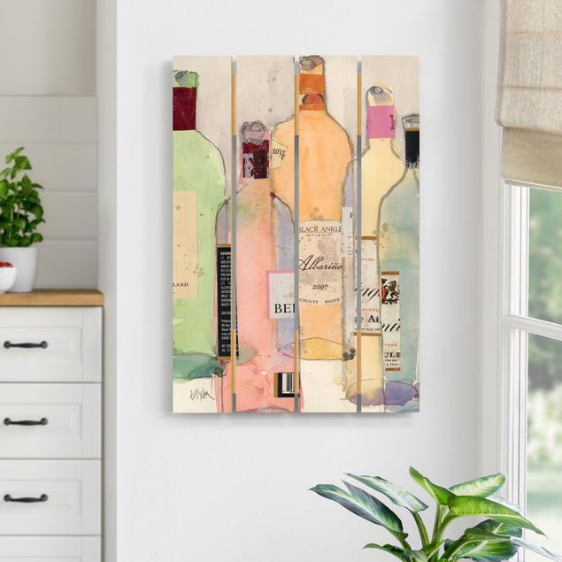 Wanddeko Küche Weinflaschen in Wasserfarbe II