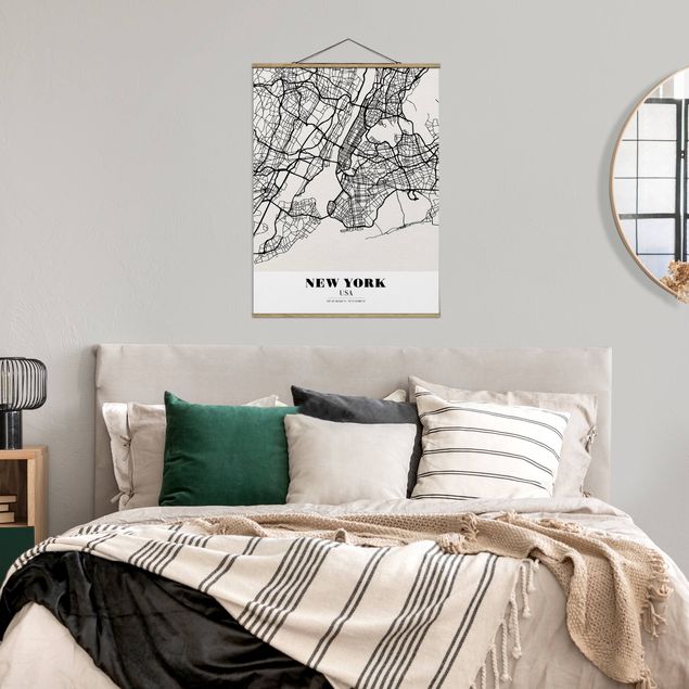 Wanddeko Schlafzimmer Stadtplan New York - Klassik
