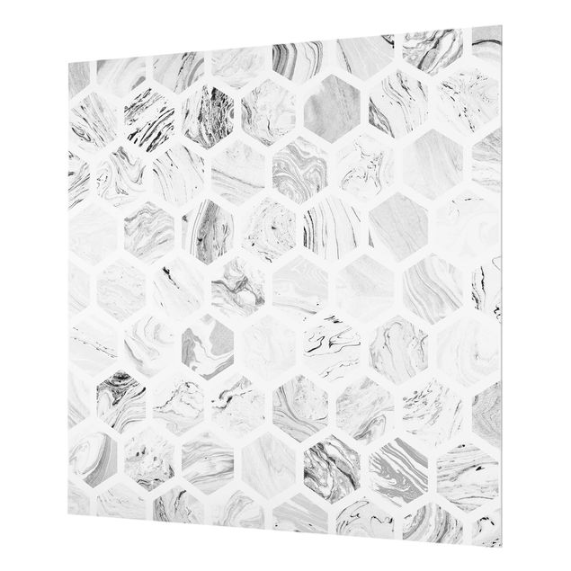 Wohndeko Aquarell Marmor Hexagone in Graustufen