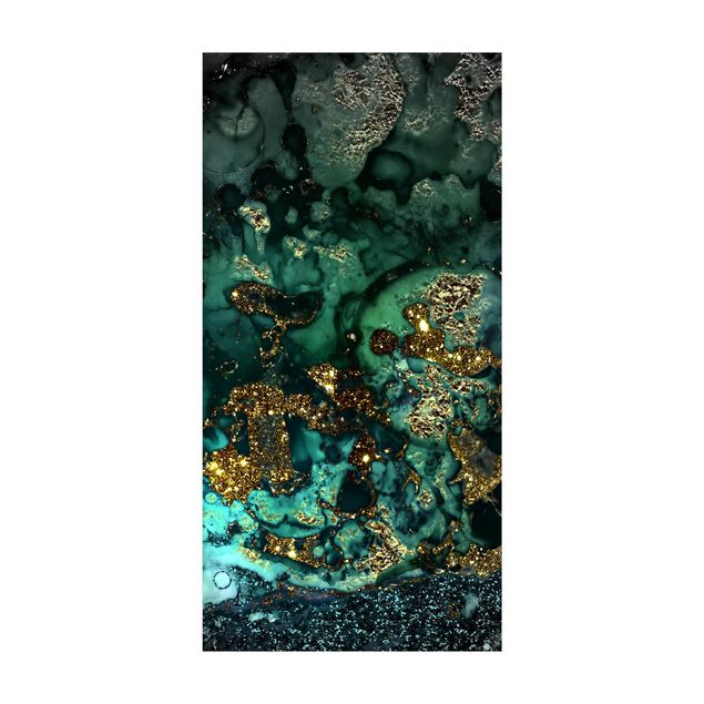 Wanddeko schwarz Goldene Meeres-Inseln Abstrakt
