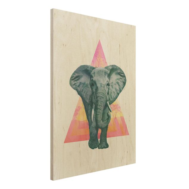 Wanddeko bunt Illustration Elefant vor Dreieck Malerei