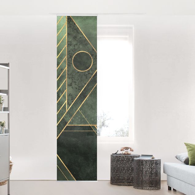 Wanddeko Wohnzimmer Geometrische Formen Smaragd Gold