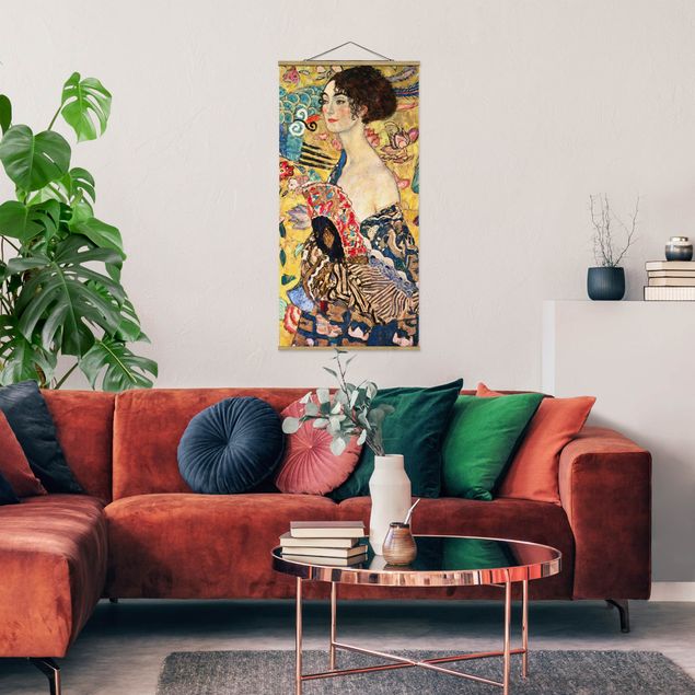 Wanddeko Wohnzimmer Gustav Klimt - Dame mit Fächer