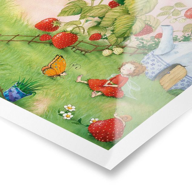 Deko Illustration Erdbeerinchen Erdbeerfee - Im Garten