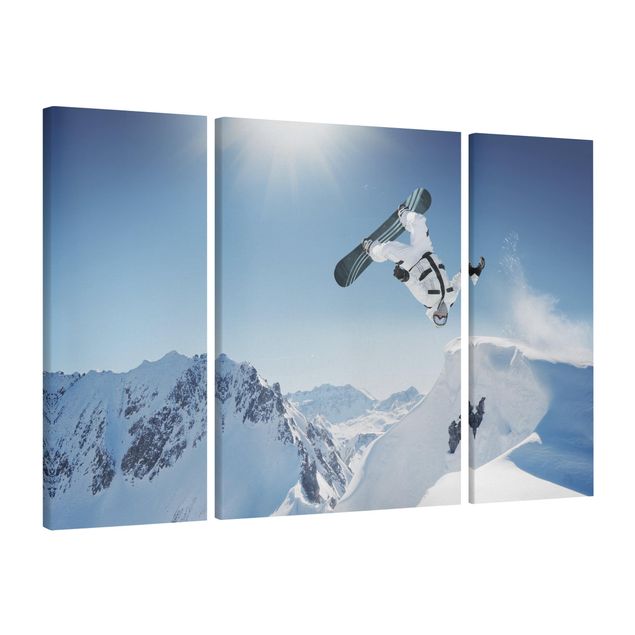 Leinwandbilder Berge Fliegender Snowboarder