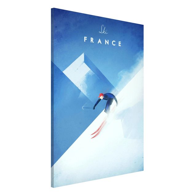 Wanddeko blau Reiseposter - Ski in Frankreich