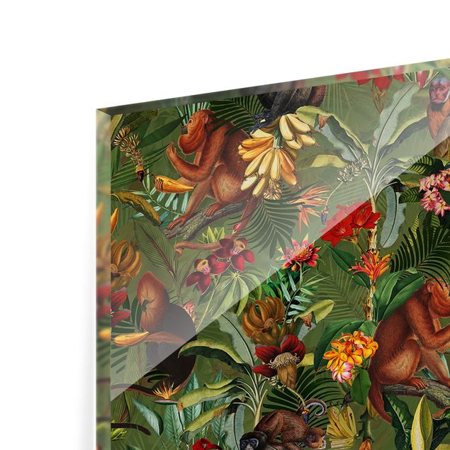 Wanddeko Affe Tropische Blumen mit Affen