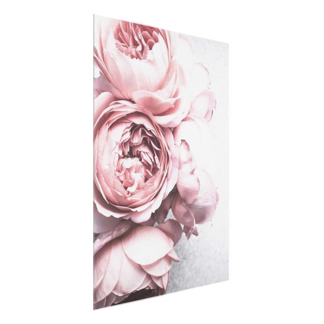 Wanddeko Flur Rosa Pfingstrosenblüten Shabby Pastell