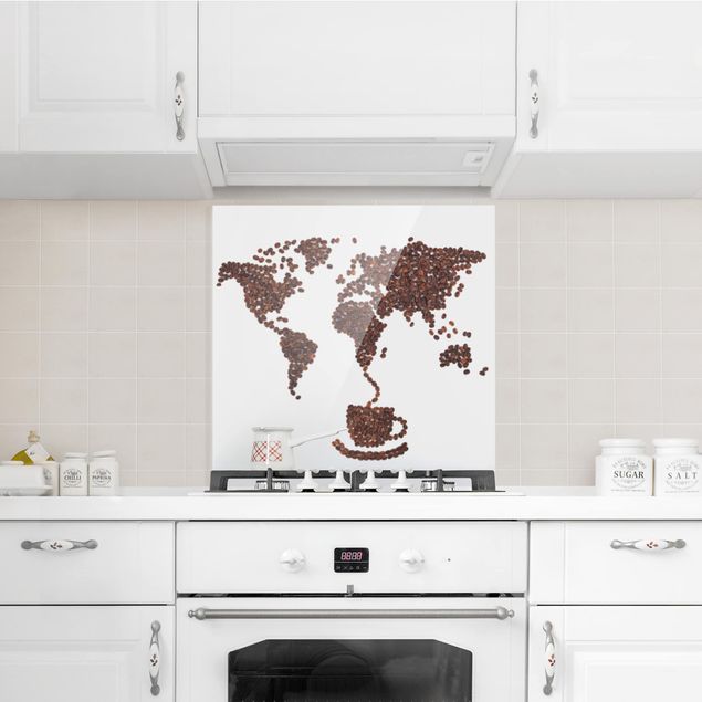 Wanddeko weiß Kaffee um die Welt