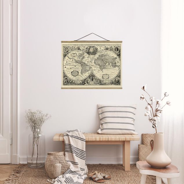 Wanddeko Wohnzimmer Vintage Weltkarte Antike Illustration