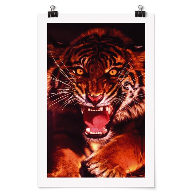 Wanddeko Büro Wilder Tiger