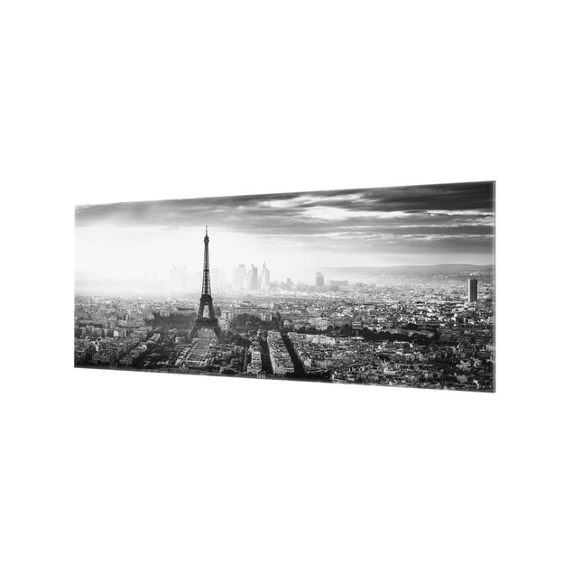 Wanddeko Paris Der Eiffelturm von Oben Schwarz-weiß