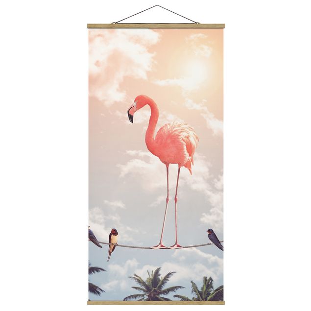 Wanddeko Esszimmer Himmel mit Flamingo