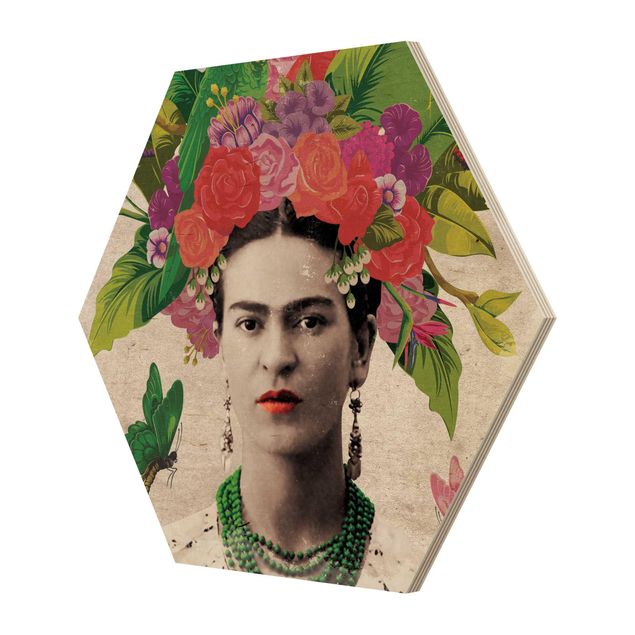 Wanddeko rot Frida Kahlo - Blumenportrait