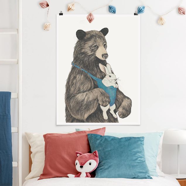 Wandbilder Bären Illustration Bär und Hase Baby