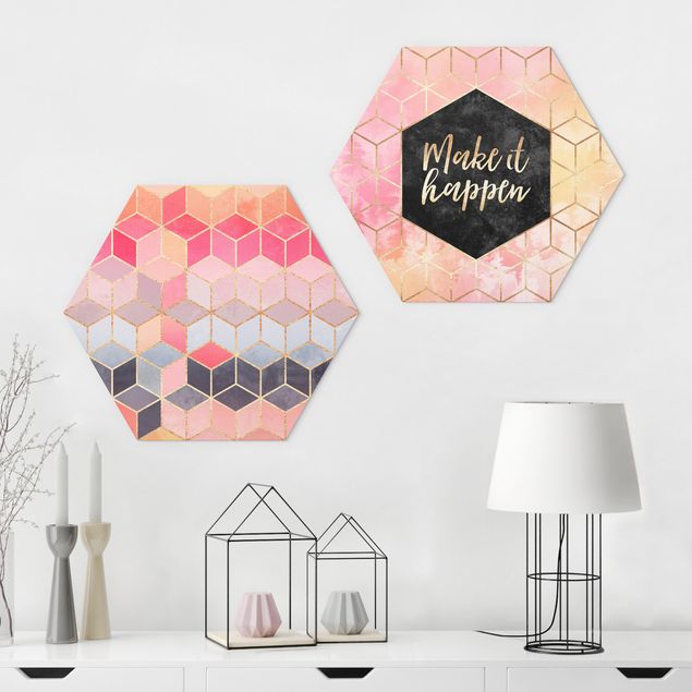 Wanddeko Schlafzimmer Make It Happen Geometrie Set Pink
