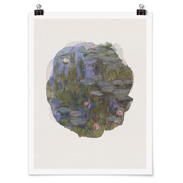 Wanddeko Flur Wasserfarben - Claude Monet - Seerosen (Nympheas)