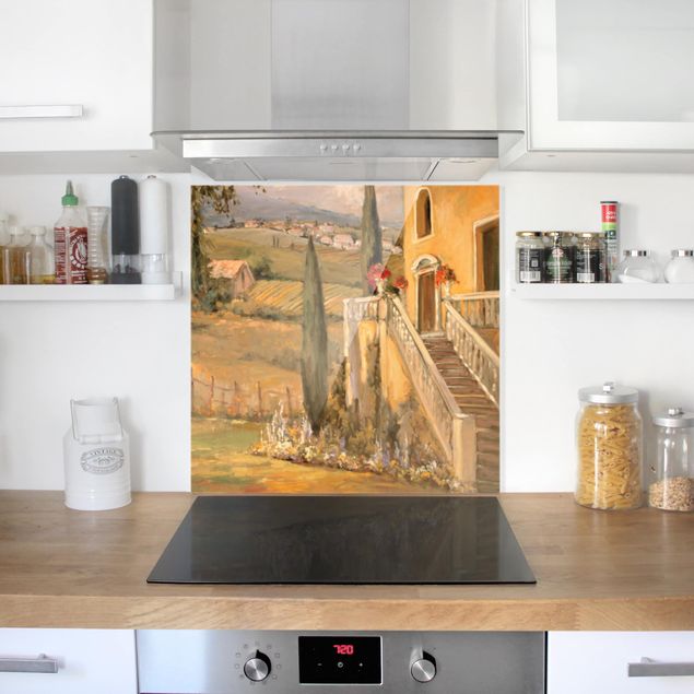 Wanddeko beige Italienische Landschaft - Haustreppe
