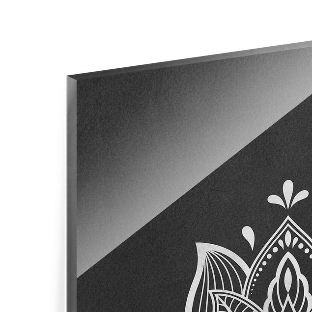 Wanddeko über Bett Lotus Illustration weiß schwarz