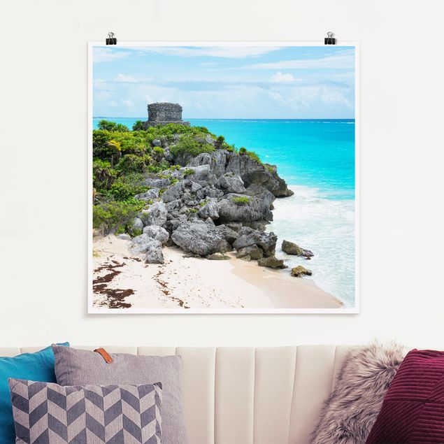 Wanddeko Wohnzimmer Karibikküste Tulum Ruinen