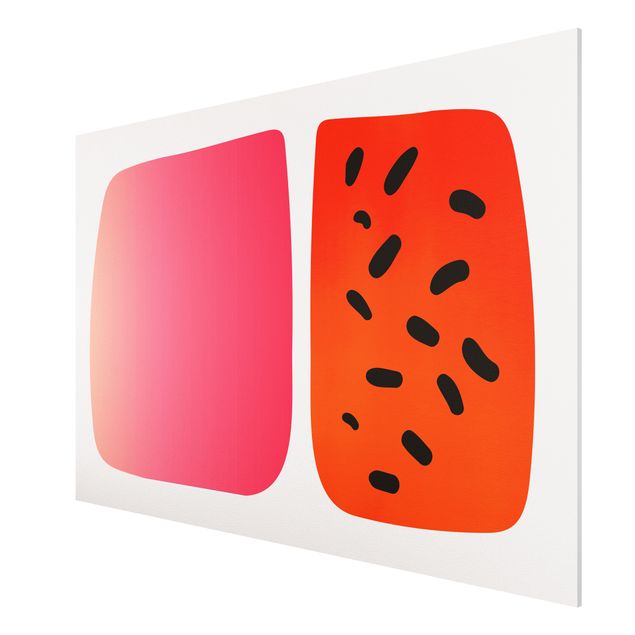 Wanddeko Esszimmer Abstrakte Formen - Melone und Rosa