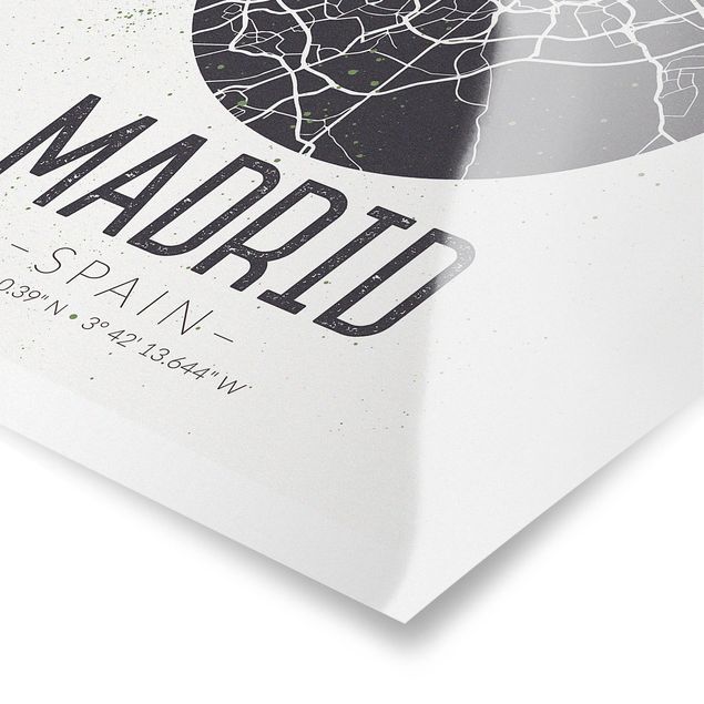 Wanddeko Jugendzimmer Stadtplan Madrid - Retro