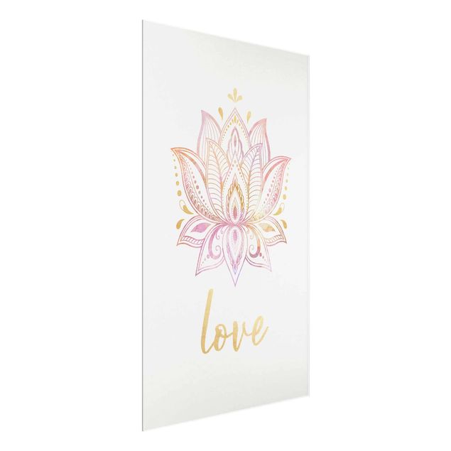 Wanddeko Esszimmer Lotus Illustration Love gold rosa