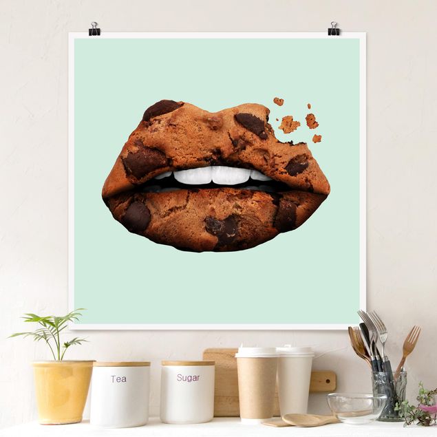 Wanddeko Esszimmer Lippen mit Keks