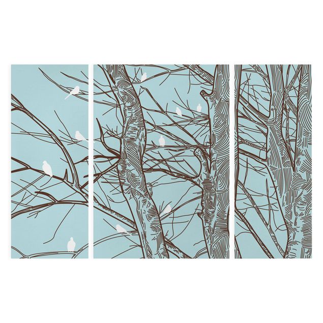 Wanddeko Büro Winterbäume