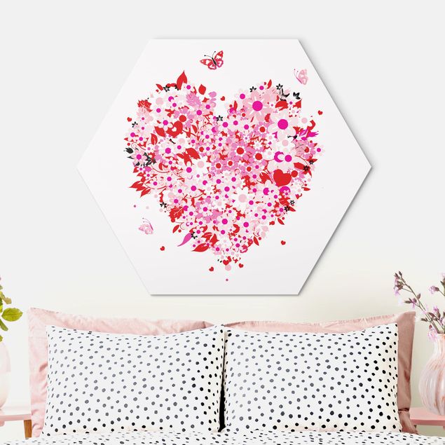 Wanddeko Schlafzimmer Floral Retro Heart