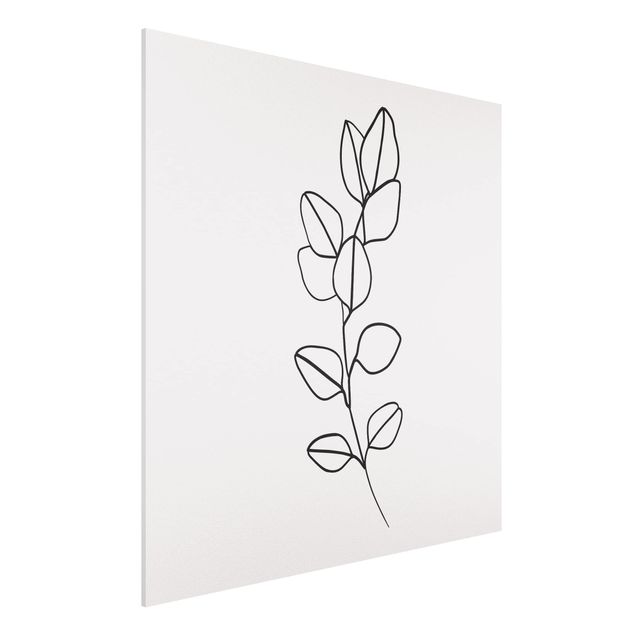 Deko Blume Line Art Zweig Blätter Schwarz Weiß