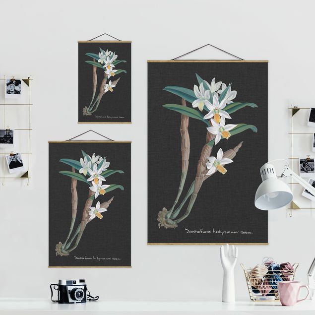 Wanddeko Büro Weiße Orchidee auf Leinen I