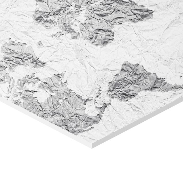 Wanddeko über Bett Papier Weltkarte Weiß Grau
