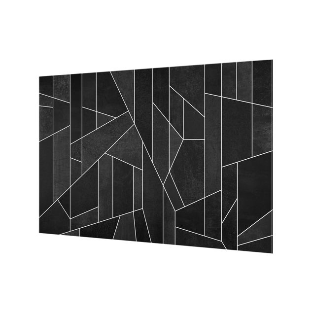 Wohndeko Malerei Schwarz Weiß Geometrie Aquarell