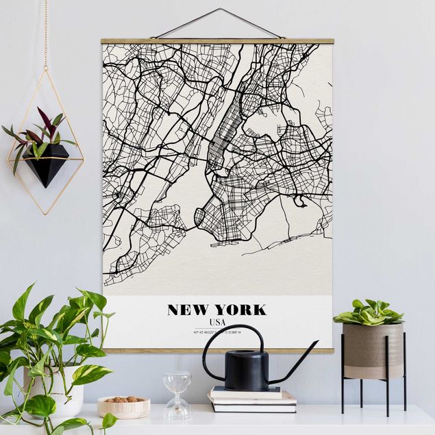 Wanddeko Wohnzimmer Stadtplan New York - Klassik