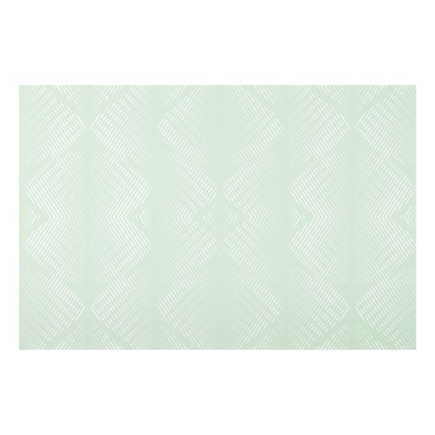 Glasrückwand Küche Muster Rautenmuster mit Streifen in Mintgrün
