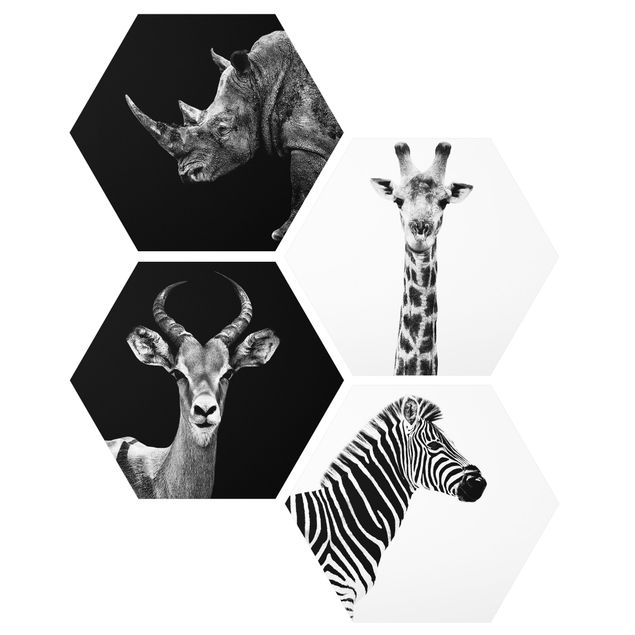 Wanddeko Esszimmer Safari Quartett