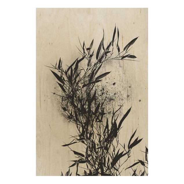 Wanddeko Schlafzimmer Grafische Pflanzenwelt - Schwarzer Bambus