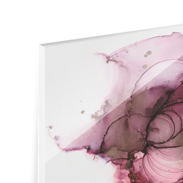 Glasrückwand Küche Muster Fließende Reinheit in Violett